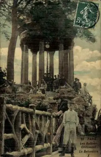 Ak Paris XIX. Buttes Chaumont, Belvedere