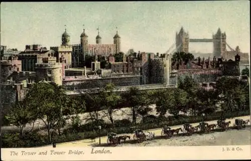 Ak London City England, Der Tower und die Tower Bridge