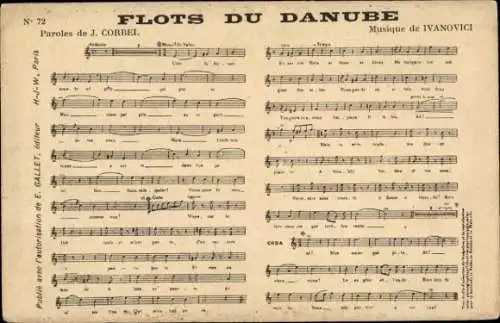 Lied Ak Flots du Danube, Text J. Corbel, Musik Ivanovici