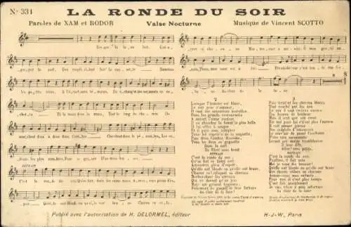 Lied Ak La Ronde du Soir, Text Xam und Rodor, Musik Vincent Scotto
