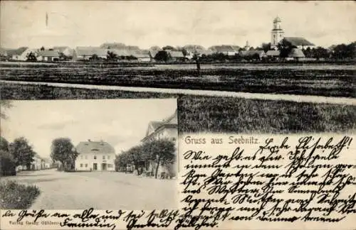 Ak Seebnitz Schlesien, Gesamtansicht, Straßenpartie