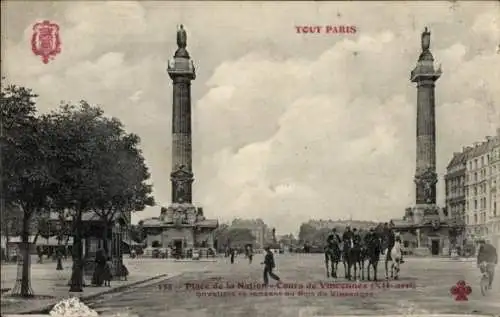 Ak Paris XII, Place de la Nation, Cours de Vincennes