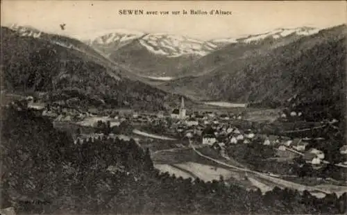 Ak Sewen Elsass Haut Rhin, Panorama, Ballon d'Alsace