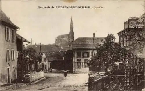 Ak Morschwiller le Bas Niedermorschweiler Elsass Haut Rhin, Grand Rue