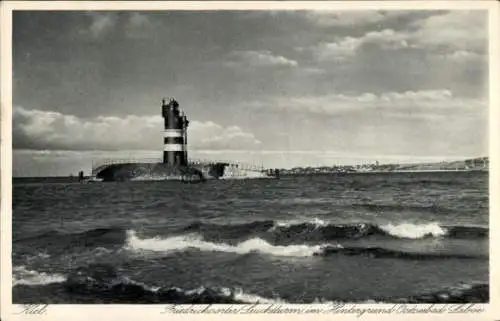 Ak Friedrichsort Kiel in Schleswig Holstein, Leuchtturm vor dem Seebad