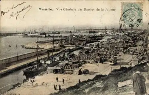 Ak Marseille Bouches du Rhône, Gesamtansicht der Bassins de la Joliette