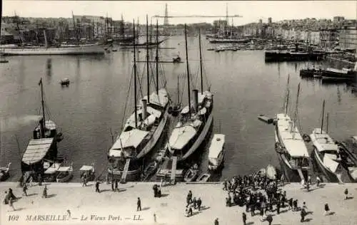 Ak Marseille Bouches du Rhône, Der alte Hafen