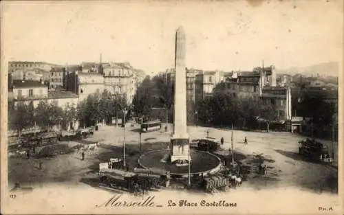 Ak Marseille Bouches du Rhône, La Place Castellane