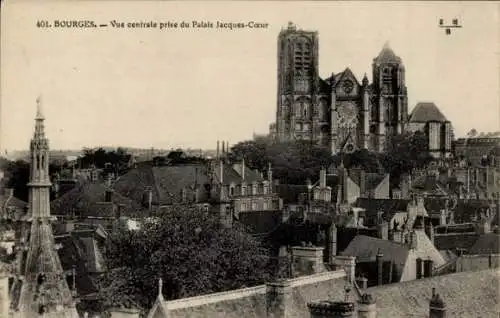 Ak Bourges-Cher, Zentralansicht vom Palais Jacques Coeur aus
