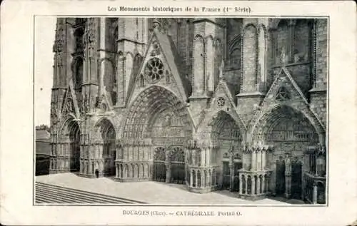 Ak Bourges-Cher, Kathedrale, Portal