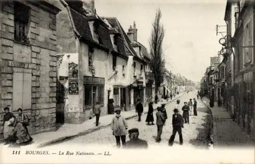Ak Bourges-Cher, La Rue Nationale