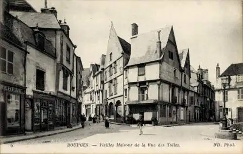 Ak Bourges Cher, Alte Häuser der Rue des Toiles
