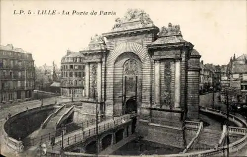 Ak Lille, La Porte de Paris, Klassik, Arc de Triomphe