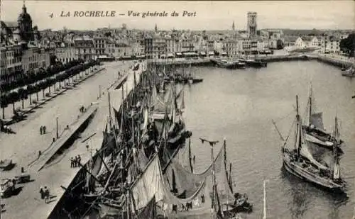 Ak La Rochelle Charente Maritime, Gesamtansicht des Hafens