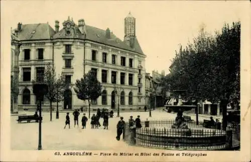 Ak Angoulême Charente, Place du Mûrier, Hotel des Postes et Telegraphes