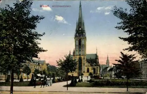 Ak Wesel am Niederrhein, Willibrordiplatz, Kirche