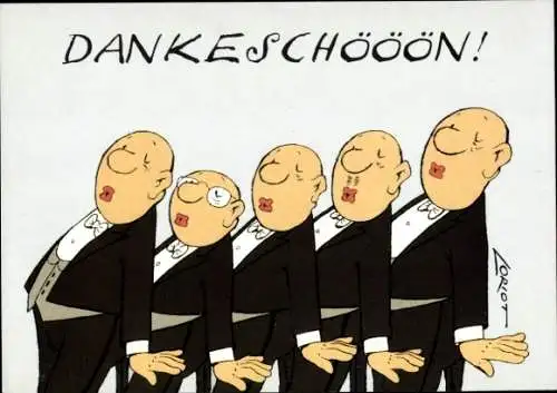 Künstler Ak Loriot, Noble Männer beim Singen, Dankeschön