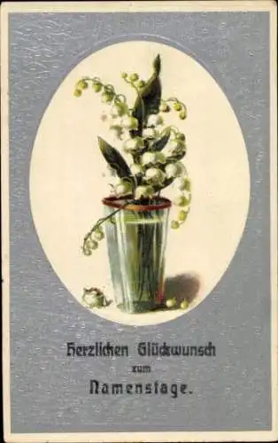 Präge Ak Glückwunsch Namenstag, Maiglöckchen