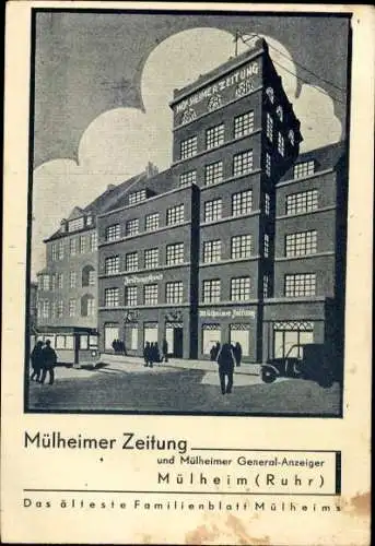 Ak Mülheim an der Ruhr, Mülheimer Zeitung, Mühlheimer General-Anzeiger, Familienblatt, Gebäude