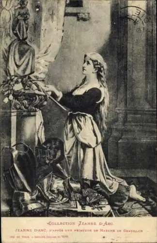 Künstler Ak Jeanne d'Arc, Gebet, Ritterrüstung