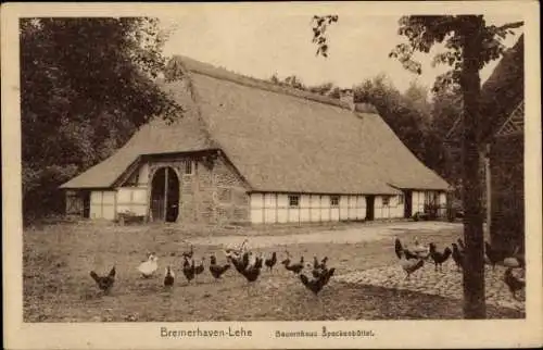 Ak Bremerhaven Lehe, Bauernhaus Speckenbüttel, Hühner