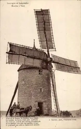 Ak Frankreich, Gascogne, Languedoc, Windmühle