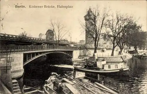 Ak Berlin Kreuzberg, Hafenplatz, Köthener Brücke