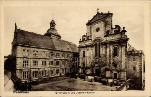 Ak Paderborn in Westfalen, Gymnasium, Jesuiten-Kirche