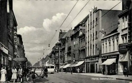 Ak Herne im Ruhrgebiet, Bahnhofstraße, Geschäfte