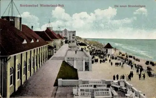 Ak Westerland auf Sylt, neue Strandanlagen