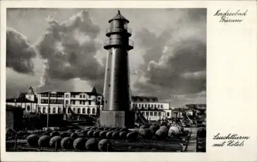 Ak Nordseebad Büsum, Leuchtturm, Hotels