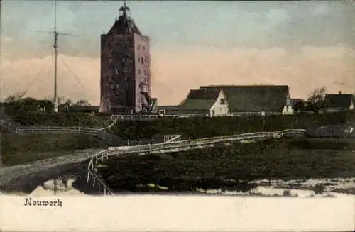 Ak Insel Neuwerk, Teilansicht, Leuchtturm