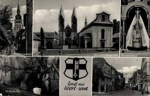 Ak Werl in Westfalen, Krämergasse, Wallfahrtskapelle, Gnadenbild, Wappen, Steinstraße, Kurpark