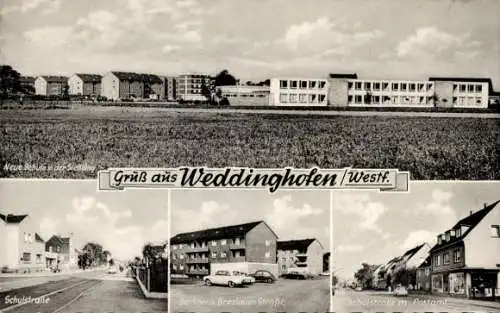 Ak Weddinghofen Bergkamen im Ruhrgebiet, neue Schule, Schulstraße, Postamt, Breslauer Straße