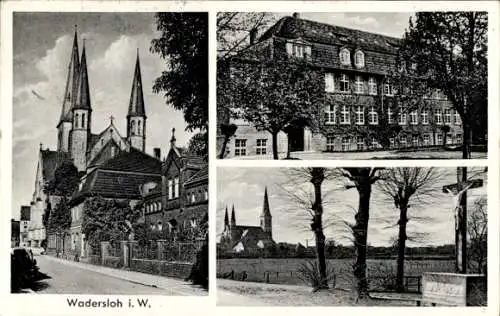 Ak Wadersloh in Westfalen, Kirche, Ort, Panorama