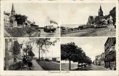 Ak Emmerich am Rhein, Rheinufer, Schiff, Dampfschiff