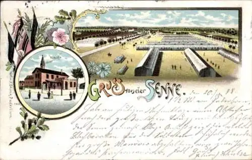 Litho Paderborn in Nordrhein Westfalen, Gruß von der Senne, Wache, Sennelager