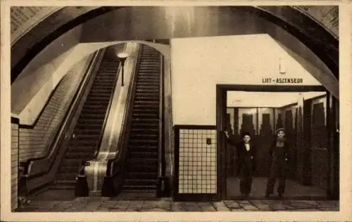 Ak Antwerpen Antwerpen Flandern, Fußgängertunnel, Aufzug und Rolltreppen