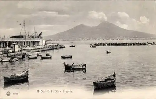 Ak Napoli Neapel Campania, Santa Lucia, Hafen