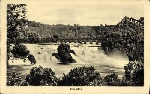 Ak Neuhausen am Rheinfall Kanton Schaffhausen, Rheinfall, Wasserfall, Schloss Laufen