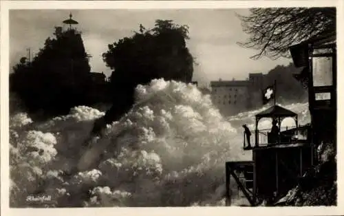 Ak Rheinfall Kanton Schaffhausen, Brandung, Schweizerische Fahne