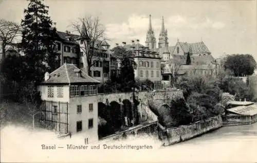 Ak Bâle Basel Stadt Schweiz, Münster und Deutschrittergarten