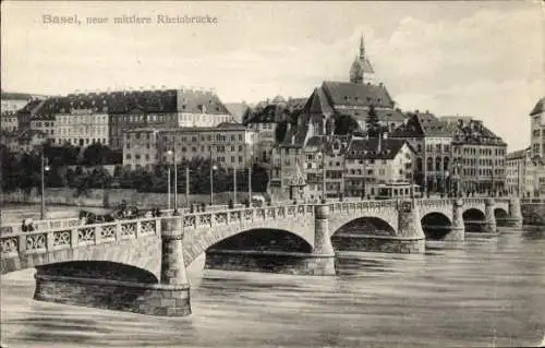 Ak Basel Stadt Schweiz, neue mittlere Rheinbrücke