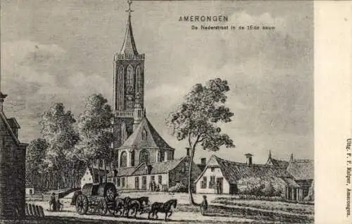 Ak Amerongen Utrecht Niederlande, Kirche, Kutsche