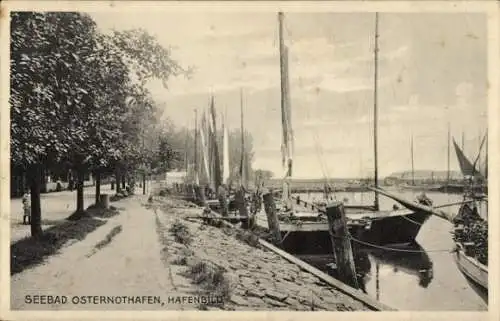 Ak Chorzelin Osternothafen Świnoujście Swinemünde Pommern, Hafenpartie, Boote