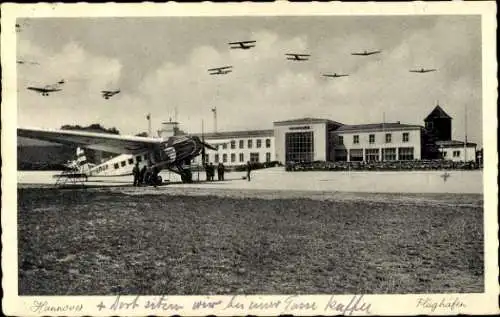 Ak Hannover in Niedersachsen, Flughafen, Flugzeug