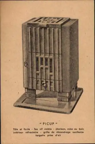 Ak Reklame, Picup, Holz- und Kohleofen, Fonderies Arthur Martin, Riven
