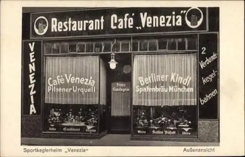 Ak Berlin Kreuzberg, Sportkeglerheim Restaurant Cafe Venezia, Lindenstraße 114