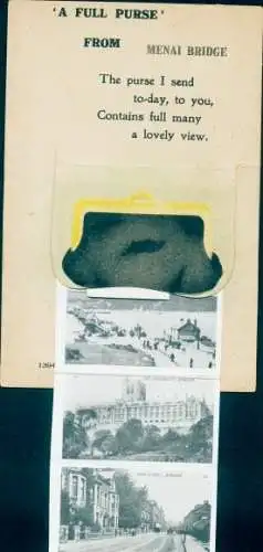 Leporello Ak Menai Bridge Wales, Stadtansichten