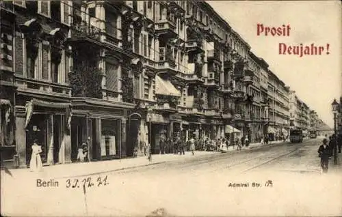 Ak Berlin Kreuzberg, Admiralstraße, Geschäfte, Fröhliches Neujahr